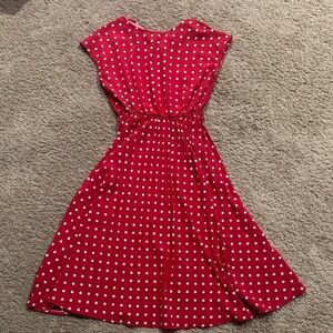 SHEIN Red Polka Dot Midi Dress